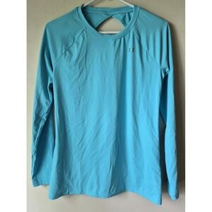 Under Armour Women's S Long Sleeve Shirt Distinctive Open Back Design Aqua Blue